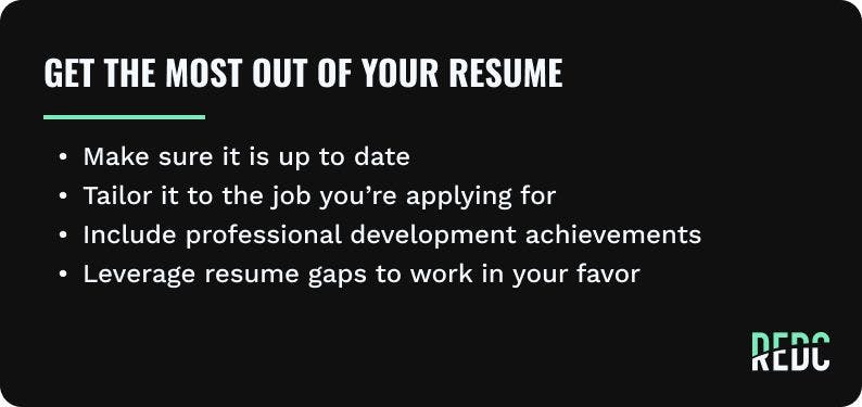 Bulleted list of ways to get the most out of your resume