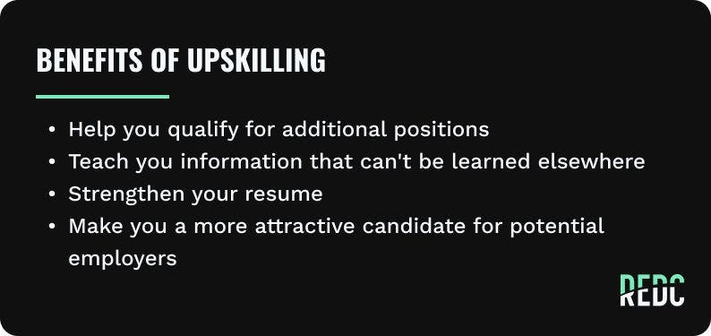 List of the benefits of upskilling.