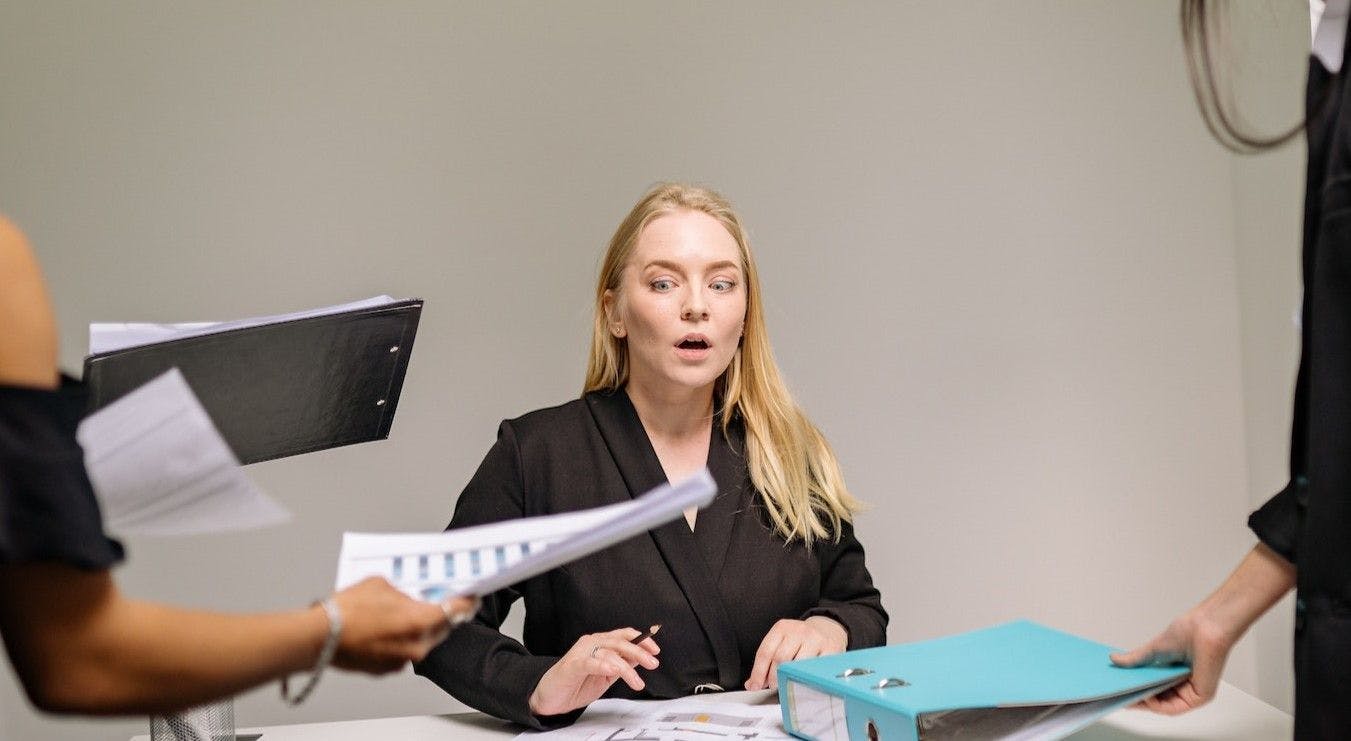 Woman anxious at work